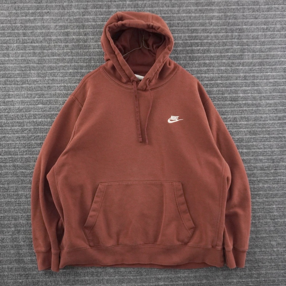 Nike Hoodie Men XL Brown Embroidered Futura Logo Pullover Fleece